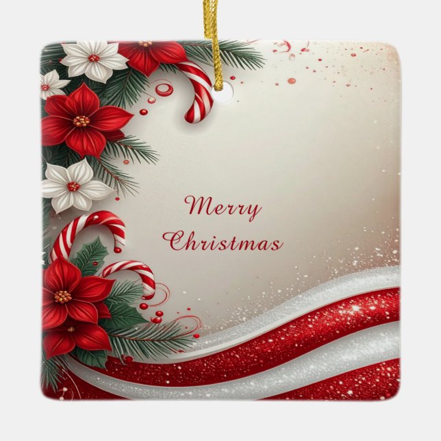 Helgdag Polkagrisar för julBlommigt Julgransprydnad Keramik (Framsida)