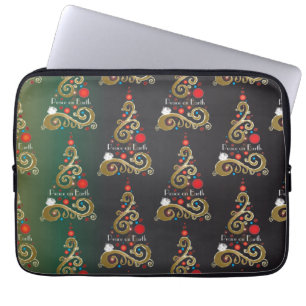 Helgdag projektionsyta grönt guld Julgran mönster Laptop Fodral