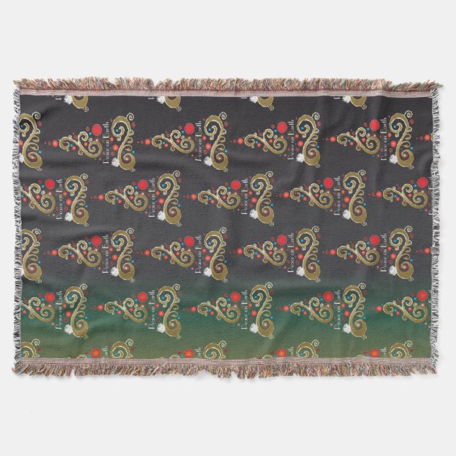 Helgdag projektionsyta grönt guld Julgran mönster Mysfilt (Framsidan)