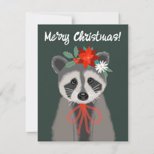 Helgdag Raccoon Julkort