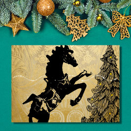 Helgdag Rearing Horse och Julgran Vintage Kort