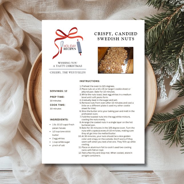 Helgdag recept Svenska Nöt-julkort Julkort (Holiday Recipes Crispy Candied Swedish Nuts Christmas Card)