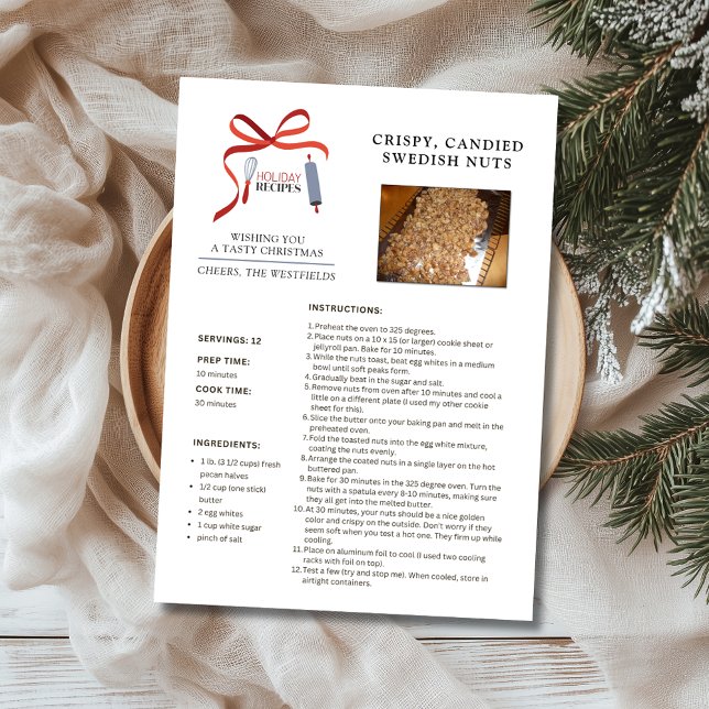 Helgdag recept Svenska Nöt-julkort Julkort (Crispy Candied Swedish Nuts Holiday Recipe Christmas Card)