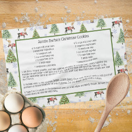 Helgdag Recipe Watercolor Reindeer Julgran Kökshandduk