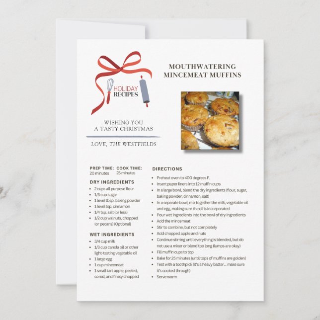 Helgdag Recipes Mincemeat Muffins Julkort (Framsida)