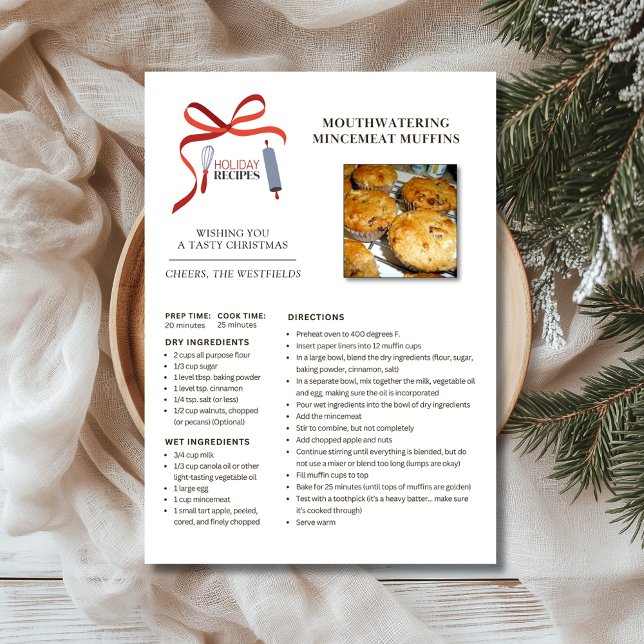 Helgdag Recipes Mincemeat Muffins Julkort (Mouthwatering Mincemeat Muffins Holiday Recipe Christmas Card 5x7)