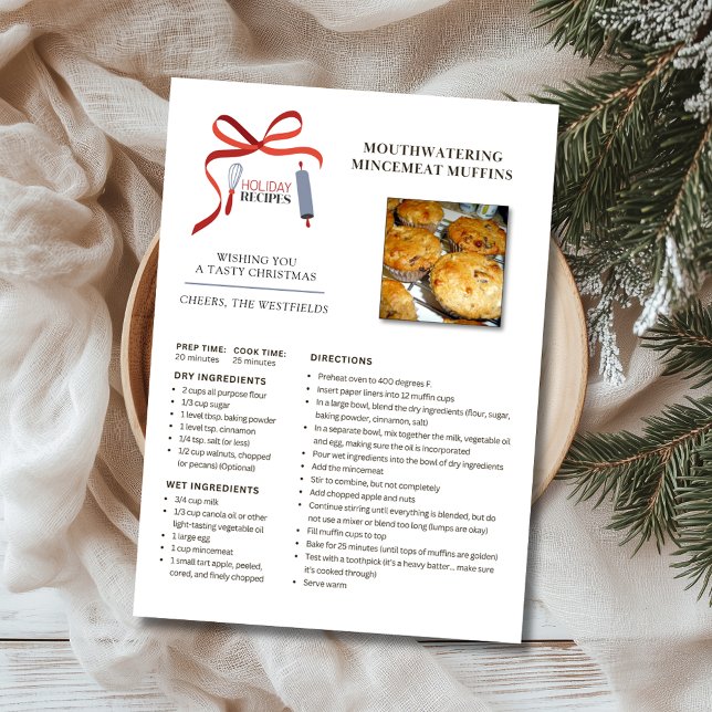 Helgdag Recipes Mincemeat Muffins Julkort (Holiday Recipe Mincemeat Muffins Personalized Christmas Card)