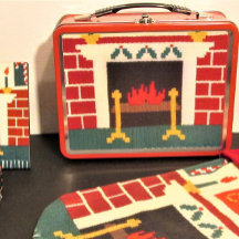 Helgdag Red Bricks Fireplace Hett Crochet Skriv ut