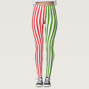 Helgdag Red & Elf Grönt Candy Rand Stripe Leggings
