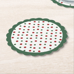 Helgdag Red Grönt Retro Dots Mönster Underlägg Papper