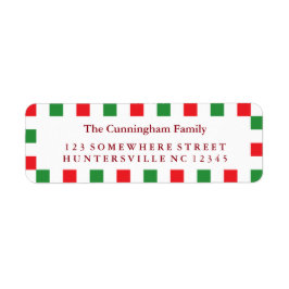 Helgdag Red & Grönt Square Gräns Returadress Etikett