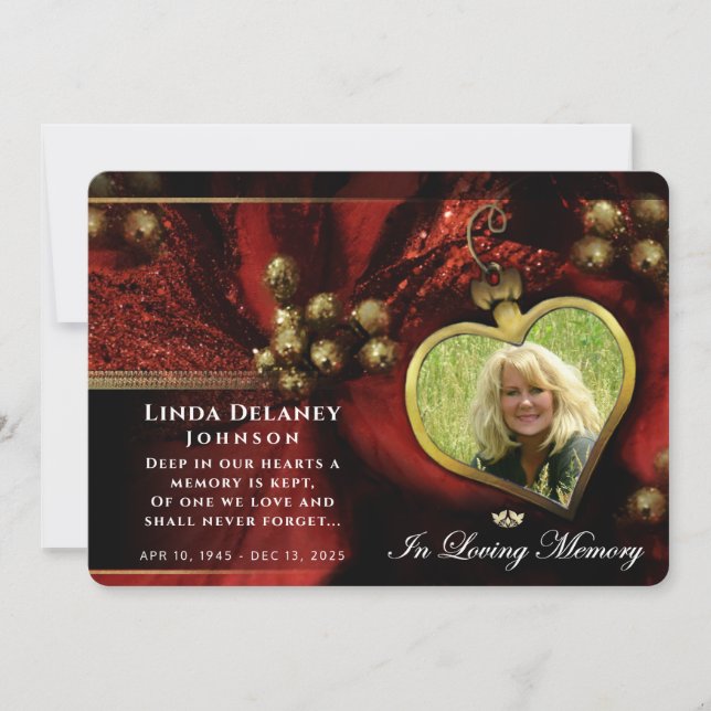 Helgdag Red Heart Photo Sympathy Tack, ditt kort (Framsida)