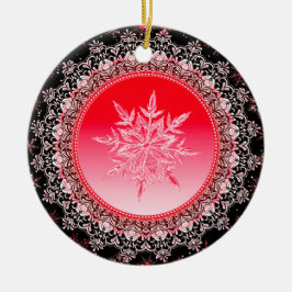 Helgdag Red Ice Crystal Snowflake Julgransprydnad Keramik