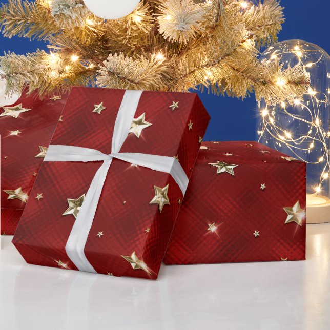 Helgdag Red och Guld Faux Metall julstjärnor Presentpapper (Helgdagar)