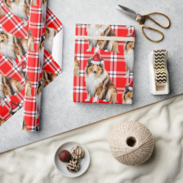 Helgdag Red Play Collie Santa Hund jul Presentpapper