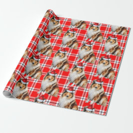 Helgdag Red Play Collie Santa Hund jul Presentpapper