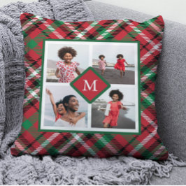 Helgdag Red Play Photo Collage och Monogram Kudde