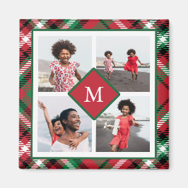 Helgdag Red Play Photo Collage och Monogram Magnet