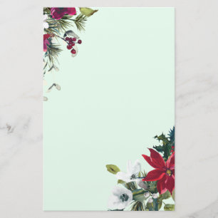 Helgdag Red Poinsettia och Evergreen Brevpapper