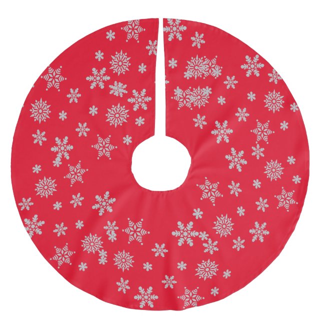 Helgdag Red Snowflake Crystal-juldekalor Julgransmatta Borstad Polyester (Framsidan)