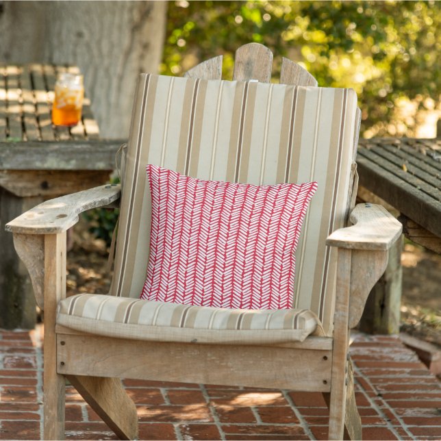 Helgdag Red White Chevron Rand på Reversible Kudde (Stol)