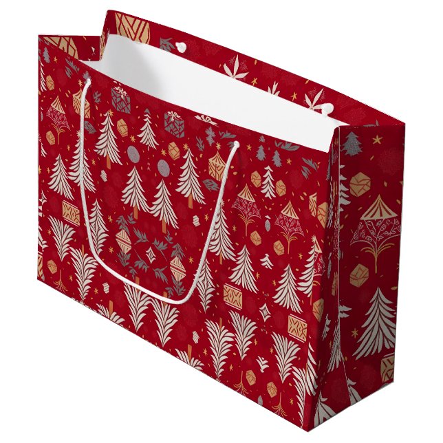 Helgdag Red & White Large Gift Bag (Framsidan Vinklad)