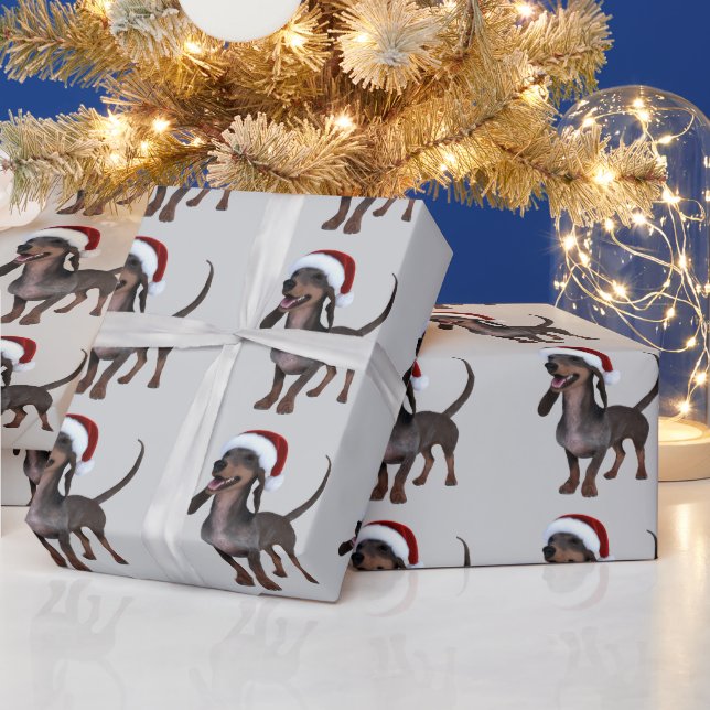 Helgdag Redo Dachshund Sause Hund with Santa Hat Presentpapper (Helgdagar)