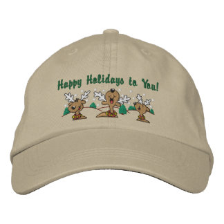 Helgdag Reindeer Hälsning Broderad Keps