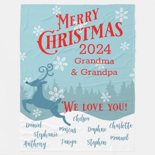 Helgdag Reindeer Personlig Blanket Fleecefilt (Framsidan)