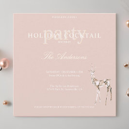 Helgdag Reindeer Rosa jul Cocktail Party Inbjudningar