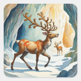 Helgdag Reindeer Sticker Fyrkantigt Klistermärke