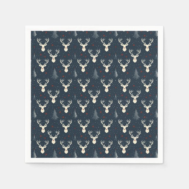 Helgdag rener, Julgran, snöflingor Pappersservett (Framsidan)