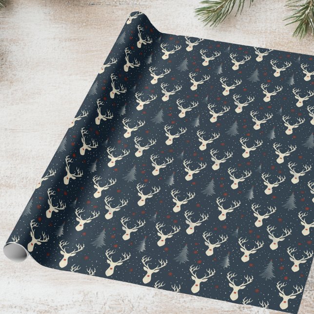 Helgdag rener, Julgran, snöflingor Presentpapper (Skapare uppladdad)