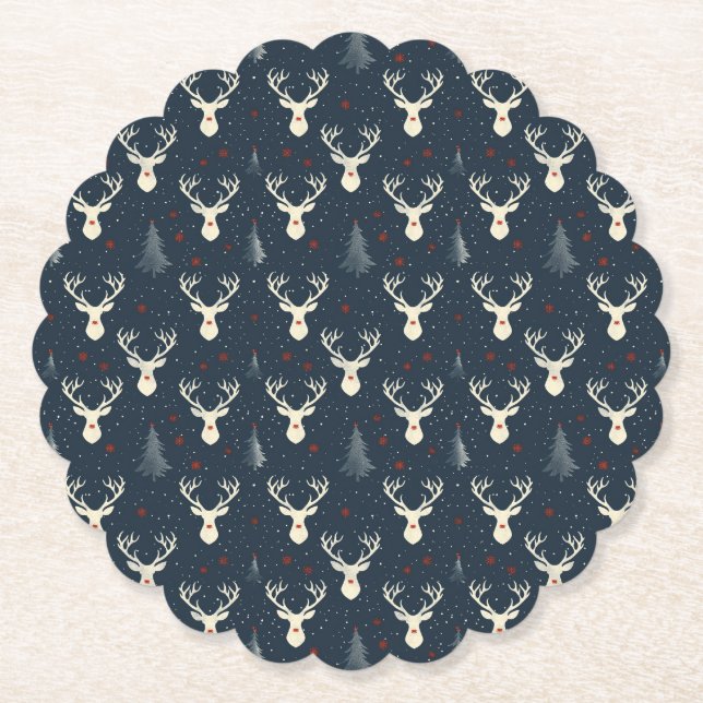 Helgdag rener, Julgran, snöflingor Underlägg Papper (Framsida)