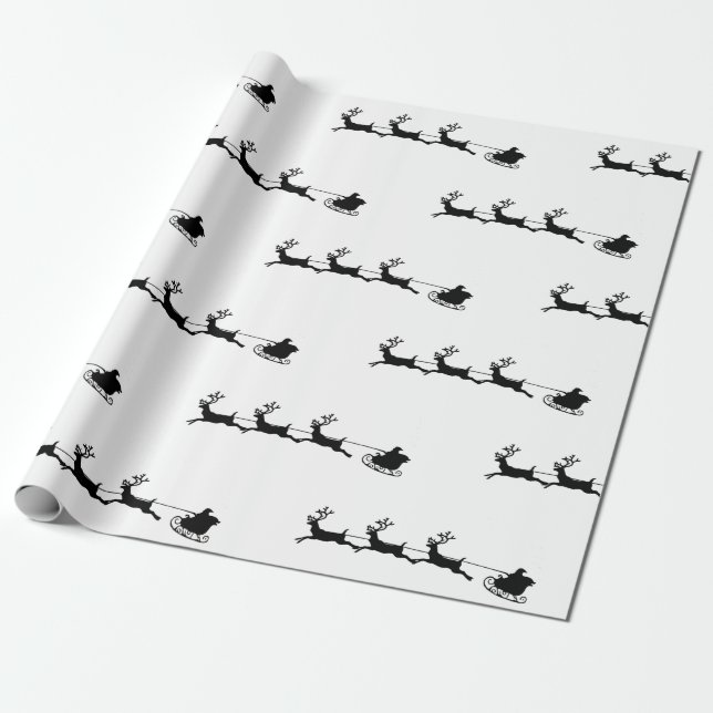 helgdag rener Santa christmas svart vitt Presentpapper (Utrullad)