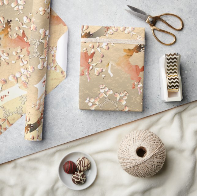 Helgdag Rener Snöflingor vid omslagning av Ro Guld Presentpapper (Hantverk)