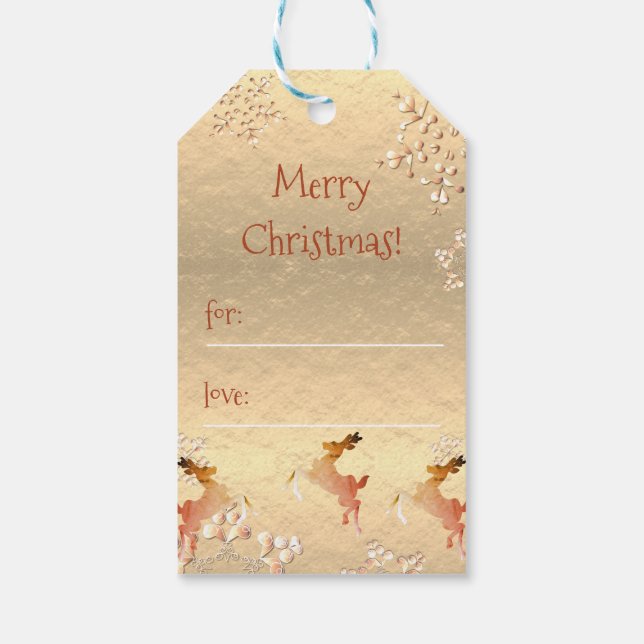 Helgdag Rener Snöflingor vid Ro Guld Presentetikett (Baksidan)