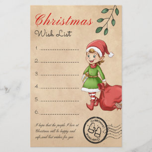 Helgdag Retro för önskelista för jul Brevpapper