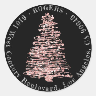 Helgdag Returadress Black OSA Julgran Runt Klistermärke