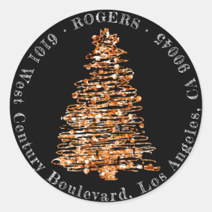 Helgdag Returadress Copper OSA Julgran Runt Klistermärke