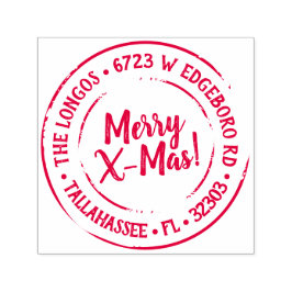 Helgdag returadressetikett Frimärke - Röd Självfärgande Stämpel