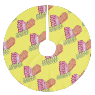 Helgdag Ribbon Hard Candy Gult Julsötsaker Julgransmatta Borstad Polyester