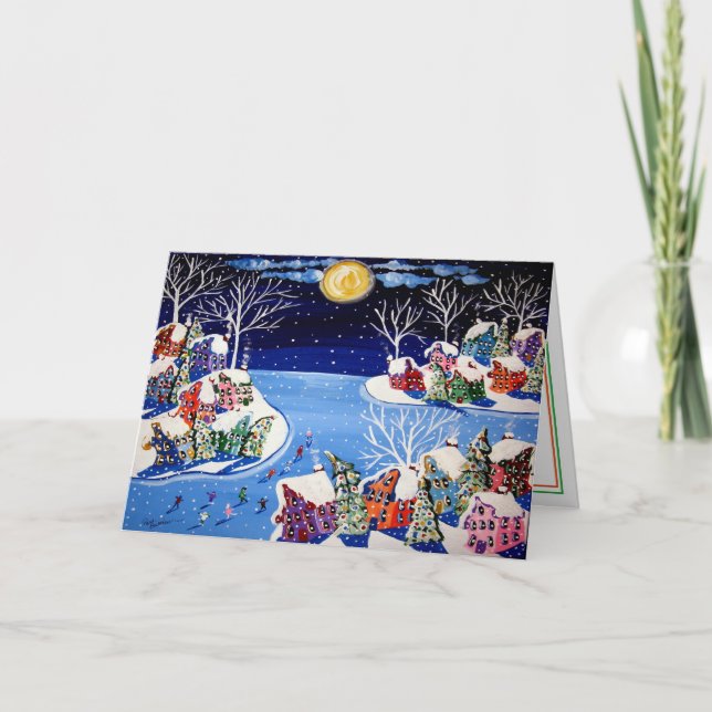 Helgdag Roligt för folkbild i vinterjultid Helgkort (Framsida)