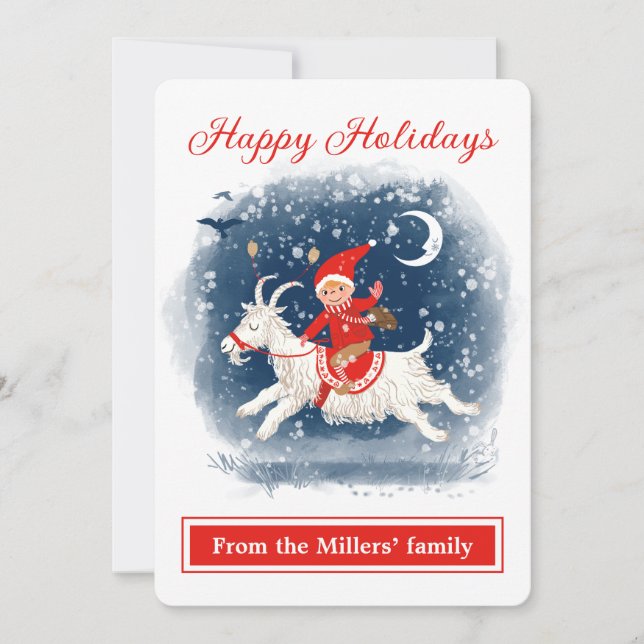 Helgdag-roligt-getkörning i snö hälsning (Framsida)