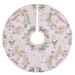 Helgdag Rosa Merry Nutcracker Beaux Anpassningsbar Julgransmatta Borstad Polyester