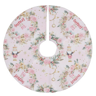 Helgdag Rosa Merry Nutcracker Beaux Anpassningsbar Julgransmatta Borstad Polyester