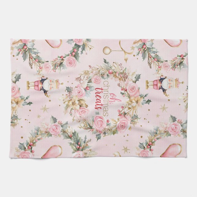 Helgdag Rosa Merry Nutcracker Beaux Anpassningsbar Kökshandduk (Horisontell)