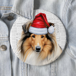Helgdag Rough Collie Hund on Woof Background Knapp
