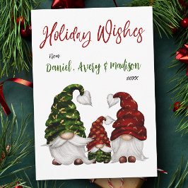 Helgdag Rustic Family Watercolor Gnomes Julkort