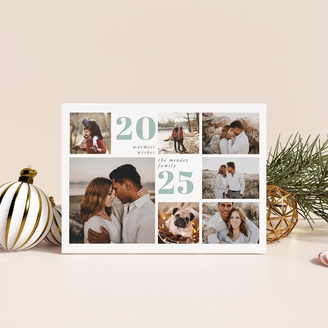 Helgdag rutnät | Modern fotosamlingskort Julkort (Skapare uppladdad)